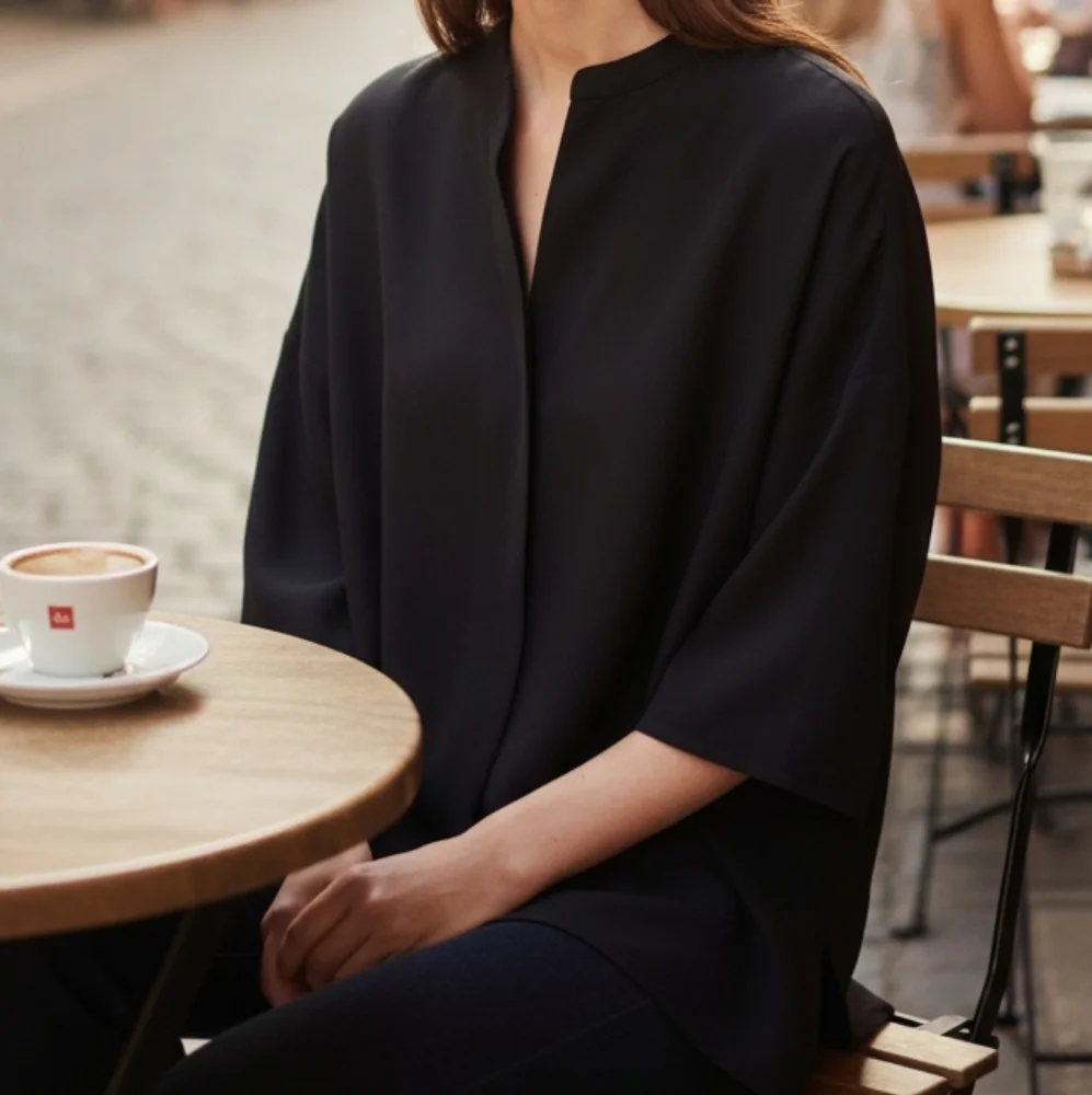 J. Crew Tunic 100% Silk Classic Black  Size S - Picture 2 of 15
